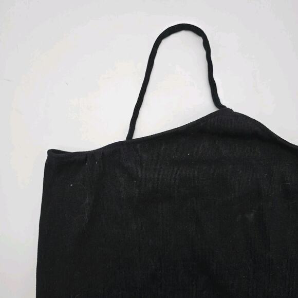 By Anthropologie Top Womens Medium Black Tank Ribbed Cropped One Shoulder - Picture 2 of 10